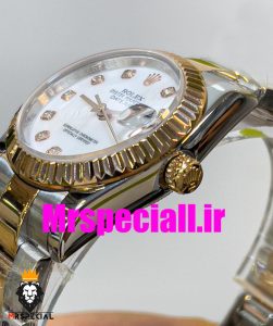 ساعت زنانه رولکس دیت جاست اتوماتیک دورنگ رزگلد صفحه سفید سایز31 020640 ROLEX DATEJUST