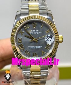 ساعت زنانه رولکس دیت جاست اتوماتیک دورنگ طلایی صفحه طوسی سایز31 020643 ROLEX DATEJUST