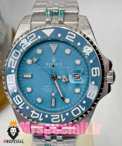 ساعت رولکس مردانه مدل جی ام تی مستر کوارتز استیل صفحه تیفانی 020839 ROLEX GMT MASTER