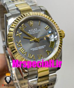 ساعت زنانه رولکس دیت جاست اتوماتیک دورنگ طلایی صفحه طوسی سایز31 020643 ROLEX DATEJUST