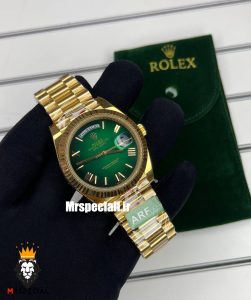 ساعت رولکس مردانه مدل دی دیت طلایی اتوماتیک صفحه سبز کیفیت مستر 021239 ROLEX DAY DATE 