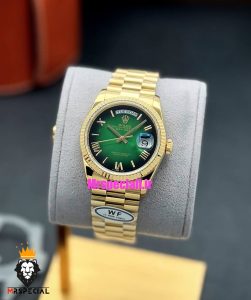 ساعت رولکس مردانه مدل دی دیت طلایی اتوماتیک صفحه سبز کیفیت مستر 021239 ROLEX DAY DATE