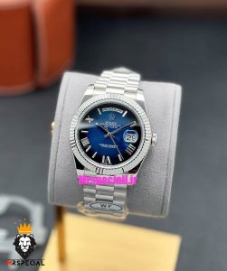 ساعت رولکس مردانه مدل دی دیت اتوماتیک استیل صفحه ابی کیفیت مستر 021240 ROLEX DAY DATE