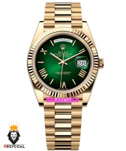 ساعت رولکس مردانه مدل دی دیت طلایی اتوماتیک صفحه سبز کیفیت مستر 021239 ROLEX DAY DATE 