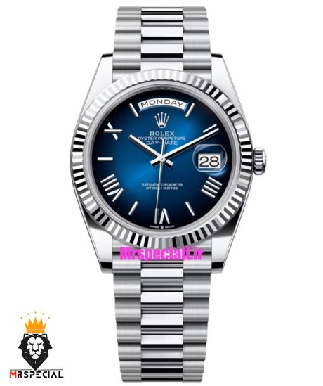 ساعت رولکس مردانه مدل دی دیت طلایی اتوماتیک صفحه ابی کیفیت مستر 021240 ROLEX DAY DATE
