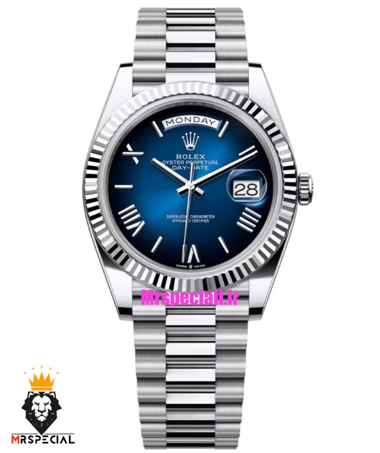 ساعت رولکس مردانه مدل دی دیت طلایی اتوماتیک صفحه ابی کیفیت مستر 021240 ROLEX DAY DATE