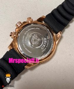 ساعت سیکو مردانه بند رابر رزگلد مشکی کرنوگراف صفحه مشکی 021528 SEIKO Air diver