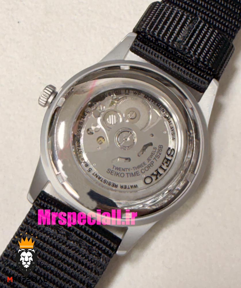ساعت سیکو 5 مردانه اتوماتیک بند ناتو مشکی صفحه مشکی 021526 SEIKO