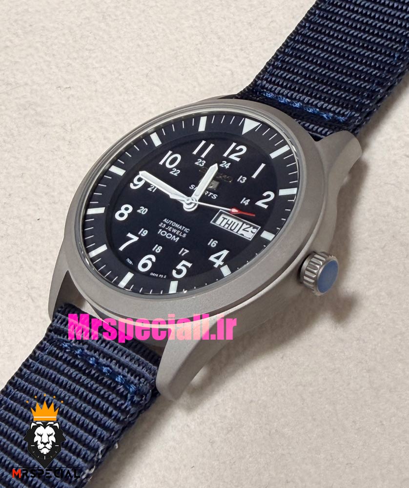ساعت سیکو 5 مردانه اتوماتیک بند ناتو سورمه ای صفحه سورمه ای 021527 SEIKO