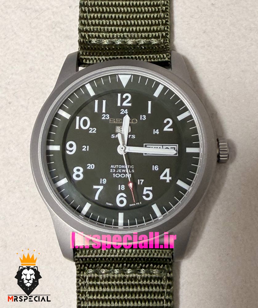 ساعت سیکو 5 مردانه اتوماتیک بند ناتو سبز صفحه سبز 021525 SEIKO