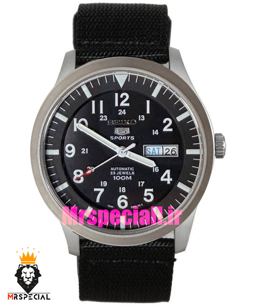 ساعت سیکو 5 مردانه اتوماتیک بند ناتو مشکی صفحه مشکی 021526 SEIKO