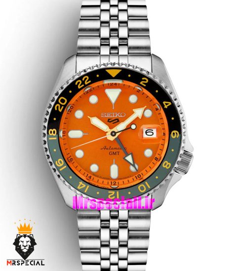 ساعت مردانه سیکو 5 جی ام تی اتوماتیک صفحه نارنجی 021649 SEIKO 5 GMT