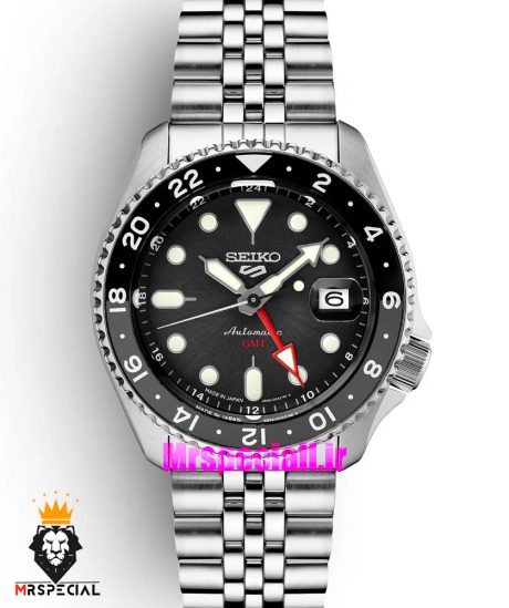 ساعت مردانه سیکو 5 جی ام تی اتوماتیک صفحه مشکی 021647 SEIKO 5 GMT