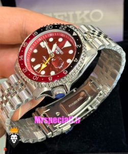 ساعت مردانه سیکو 5 جی ام تی اتوماتیک صفحه قرمز 021646 SEIKO 5 GMT 