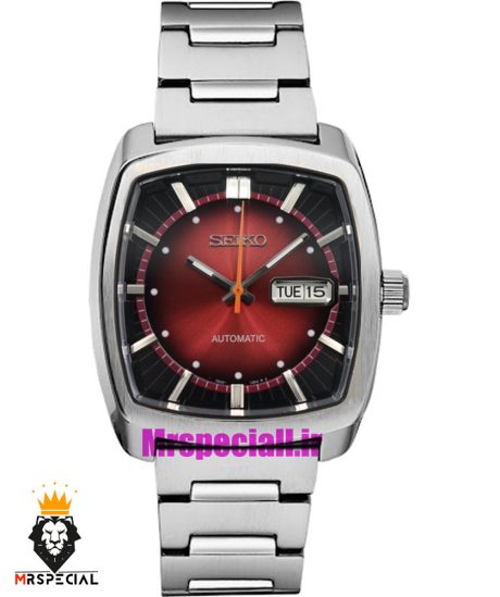 ساعت سیکو مردانه اتوماتیک چهارگوش استیل صفحه قرمز 020144 SEIKO Recraft