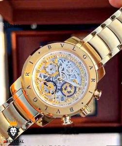 ساعت بولگاری مردانه طلایی کرنوگراف صفحه طلایی BVLGARI 01145