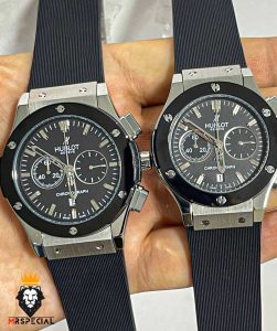 ساعت ست هابلوت مردانه و زنانه کرنوگراف مشکی صفحه مشکی 0964 HUBLOT BIG BANG