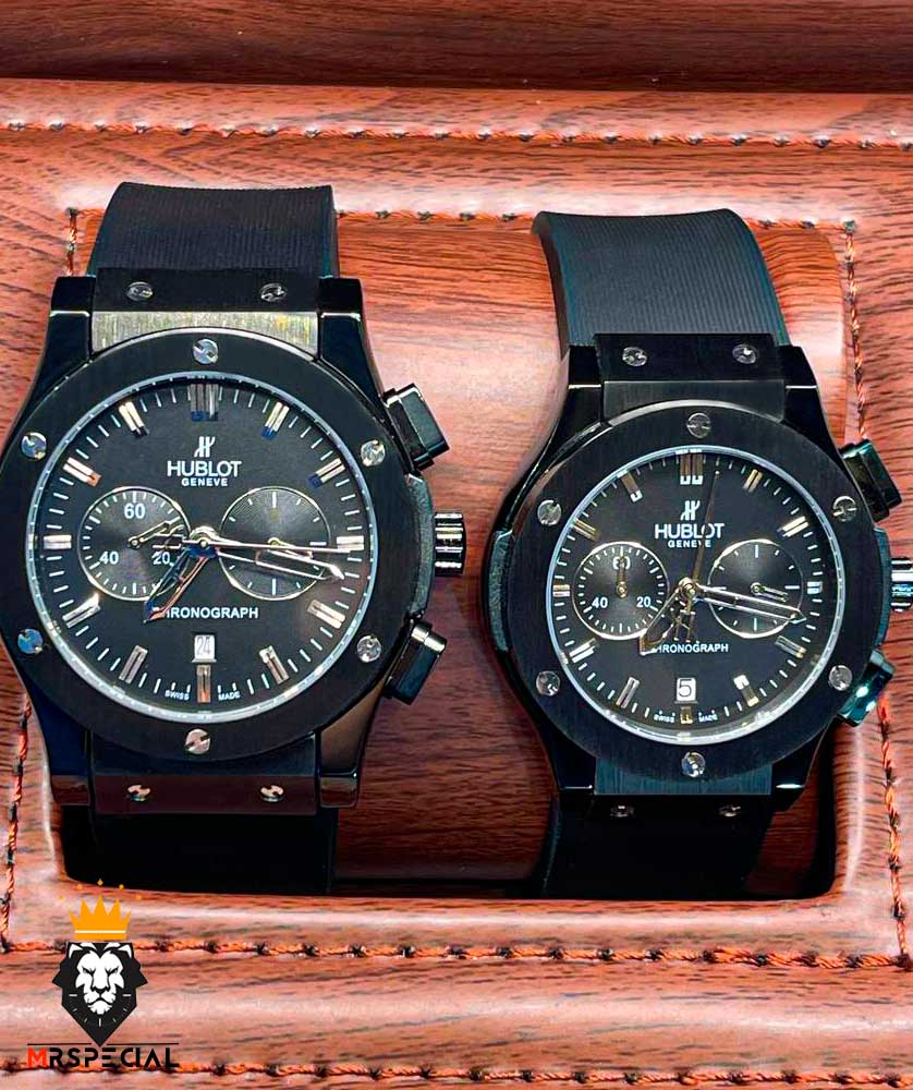 ساعت ست هابلوت مردانه و زنانه کرنوگراف مشکی صفحه مشکی 6626 HUBLOT BIG BANG