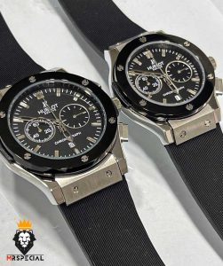 ساعت ست هابلوت مردانه و زنانه کرنوگراف مشکی صفحه مشکی 0964 HUBLOT BIG BANG