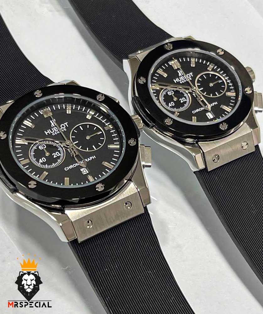 ساعت ست هابلوت مردانه و زنانه کرنوگراف مشکی صفحه مشکی 0964 HUBLOT BIG BANG