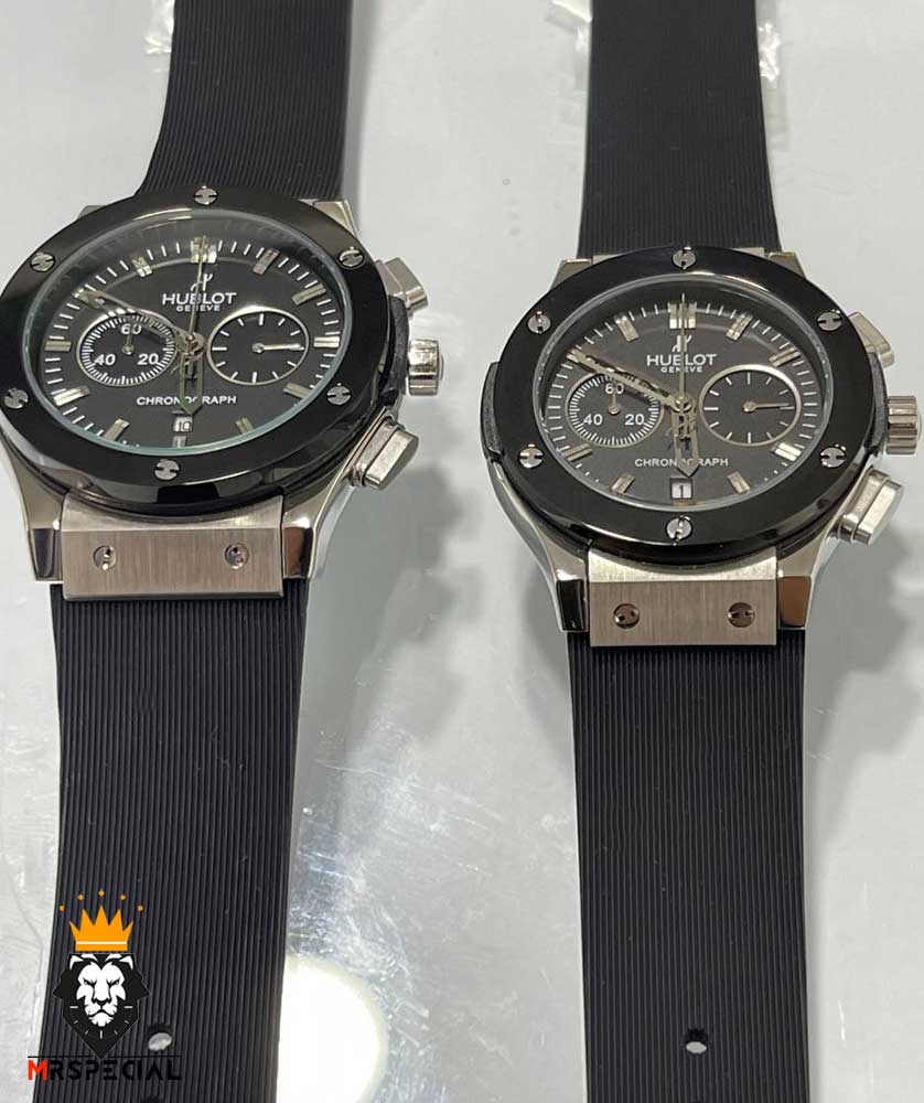 ساعت ست هابلوت مردانه و زنانه کرنوگراف مشکی صفحه مشکی 0964 HUBLOT BIG BANG