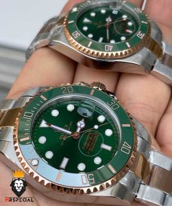 ساعت ست رولکس مردانه و زنانه ساب مارینر دورنگ رزگلد صفحه سبز 01171 Rolex Sub mariner