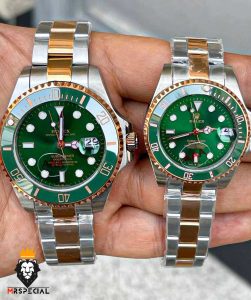 ساعت ست رولکس مردانه و زنانه ساب مارینر دورنگ رزگلد صفحه سبز 01171 Rolex Sub mariner