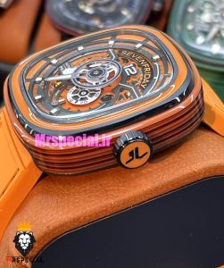 ساعت مچی مردانه سون فرایدی اتوماتیک بند رابر نارنجی SEVENFRIDAY 021407