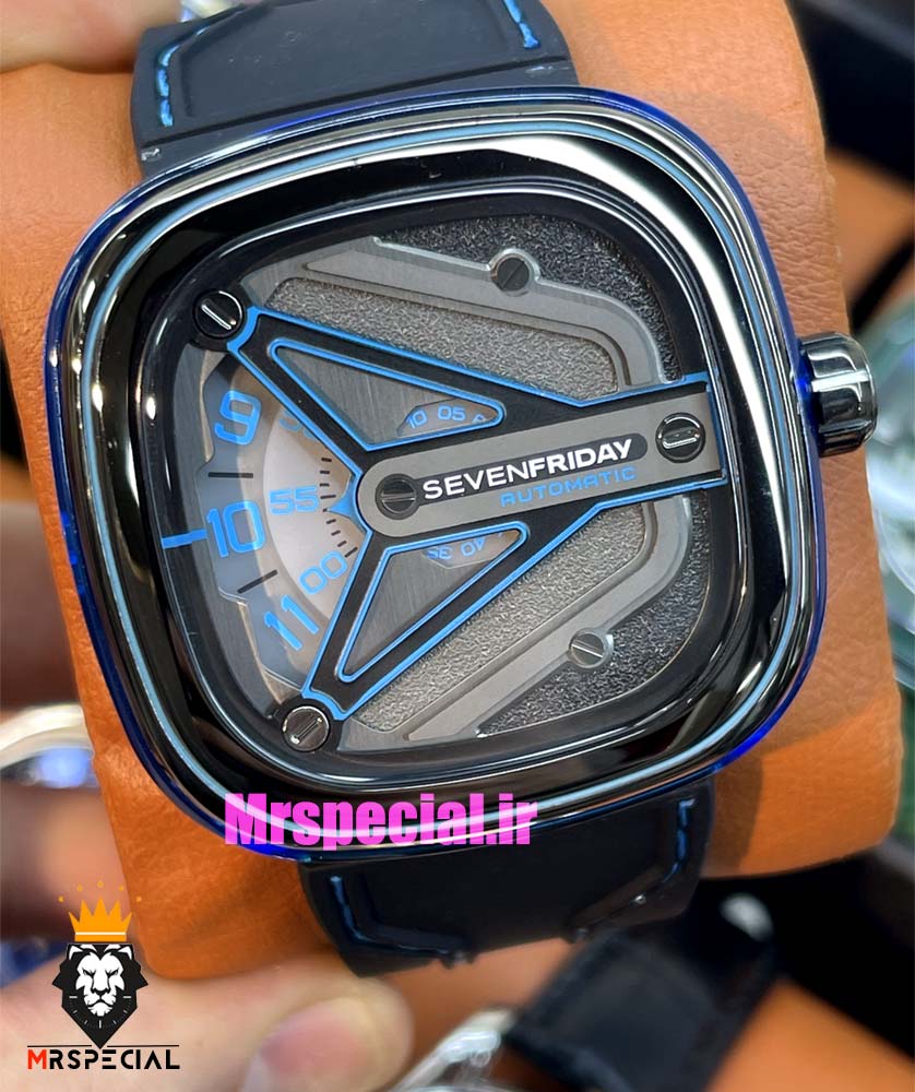 ساعت مچی مردانه سون فرایدی اتوماتیک بند رابر مشکی صفحه مشکی SEVENFRIDAY 021408