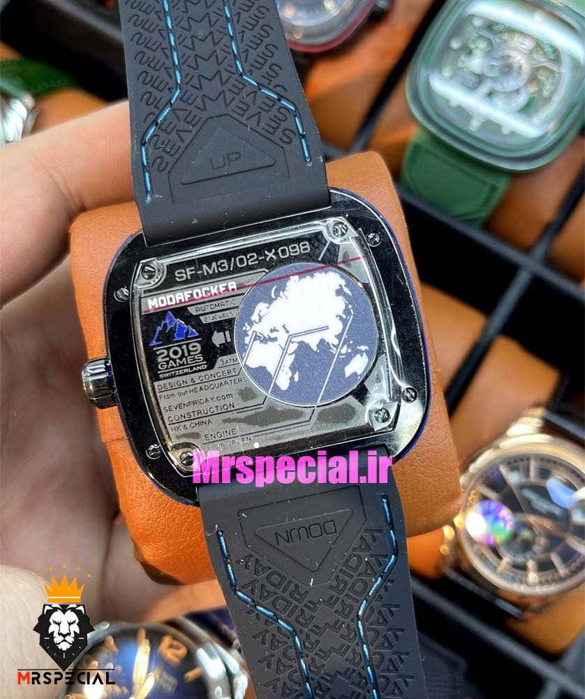 ساعت مچی مردانه سون فرایدی اتوماتیک بند رابر مشکی صفحه مشکی SEVENFRIDAY 021408