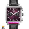 ساعت مچی مردانه تگ هویر موناکو کرنوگراف بند چرم صفحه بنفش Tag Heuer Monaco 021655