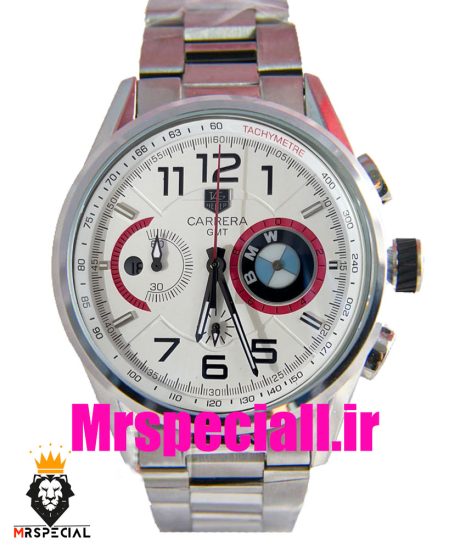 ساعت تگ هویر مردانه مدل بی ام وه کرنوگراف استیل صفحه سفید Tag Heuer BMW 020855