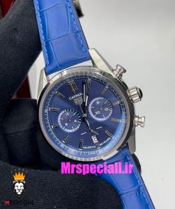 ساعت تگ هویر مردانه کرنوگراف بند چرم ابی صفحه ابی Tag Heuer CARRERA 020996 