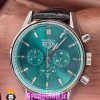 ساعت تگ هویر مردانه کرنوگراف بند چرم مشکی صفحه سبز Tag Heuer CARRERA 020997