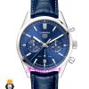 ساعت تگ هویر مردانه کرنوگراف بند چرم ابی صفحه ابی Tag Heuer CARRERA 020996