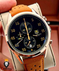 ساعت مردانه تگ هویر کرنوگراف رزگلد بند جیر صفحه مشکی TAG HEUER SPACE X 01024