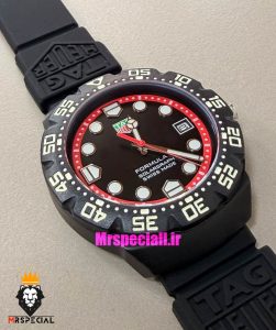ساعت تگ هویر مردانه سولارگراف اتوماتیک بند رابر مشکی صفحه مشکی Tag heuer Solargraph 021570