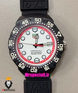 ساعت تگ هویر مردانه سولارگراف اتوماتیک بند رابر مشکی صفحه سفید Tag heuer Solargraph 021569