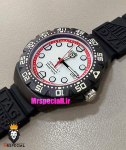 ساعت تگ هویر مردانه سولارگراف اتوماتیک بند رابر مشکی صفحه سفید Tag heuer Solargraph 021569