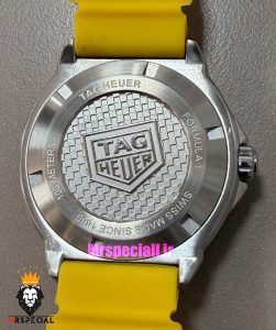ساعت تگ هویر مردانه سولارگراف اتوماتیک بند رابر زرد صفحه سفید Tag heuer Solargraph 021571