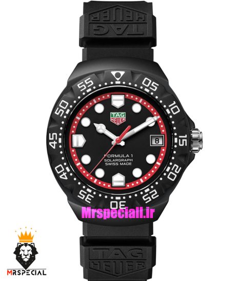 ساعت تگ هویر مردانه سولارگراف اتوماتیک بند رابر مشکی صفحه مشکی Tag heuer Solargraph 021570