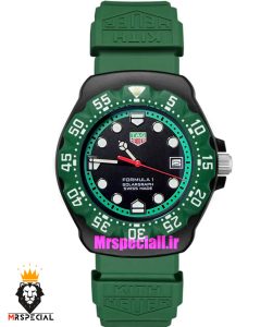 ساعت تگ هویر مردانه سولارگراف اتوماتیک بند رابر سبز صفحه مشکی Tag heuer Solargraph 021572