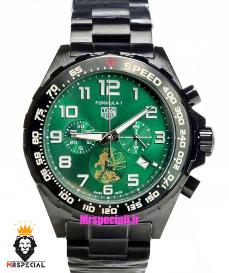 ساعت تگ هویر مدل فرمول 1 بند استیل مشکی کرنوگراف صفحه سبز TAG HEUER Formula 1 021252