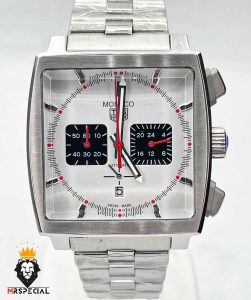 ساعت مچی مردانه تگ هویر موناکو استیل کرنوگراف صفحه سفید 01275 TAG HEUER MONACO