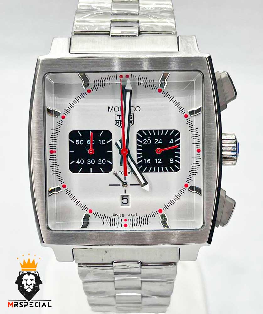 ساعت مچی مردانه تگ هویر موناکو استیل کرنوگراف صفحه سفید 01275 TAG HEUER MONACO