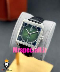 ساعت تگ هویر مردانه مدل موناکو اتوماتیک بند چرم صفحه سبز Tag heuer Monaco 020966 