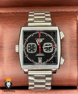 ساعت مچی مردانه تگ هویر موناکو کرنوگراف استیل صفحه مشکی Tag heuer Monaco 8663