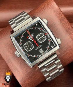 ساعت مچی مردانه تگ هویر موناکو کرنوگراف استیل صفحه مشکی Tag heuer Monaco 8663