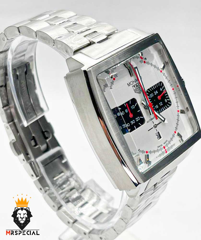 ساعت مچی مردانه تگ هویر موناکو استیل کرنوگراف صفحه سفید 01275 TAG HEUER MONACO
