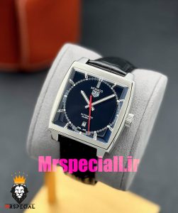 ساعت تگ هویر مردانه مدل موناکو اتوماتیک بند چرم صفحه مشکی Tag heuer Monaco 020962